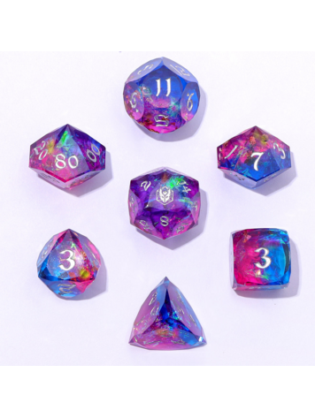 HYMGHO HYMGHO CAPTURED MAGIC LUSTER CUT RESIN DICE SET GILDED STORM