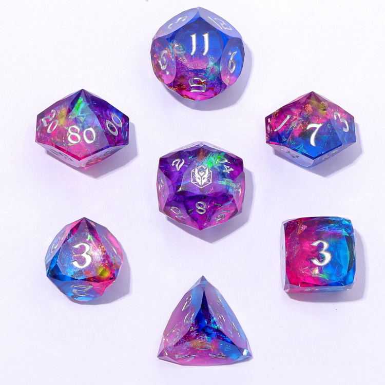 HYMGHO HYMGHO CAPTURED MAGIC LUSTER CUT RESIN DICE SET GILDED STORM