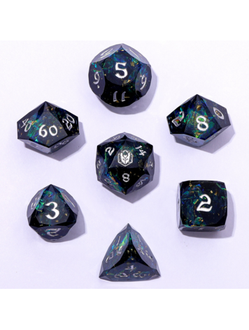 HYMGHO HYMGHO CAPTURED MAGIC LUSTER CUT RESIN DICE SET STARRY NIGHT SILVER