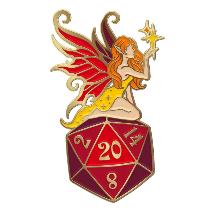 NORSE FOUNDRY FAIRY D20 PIN RED