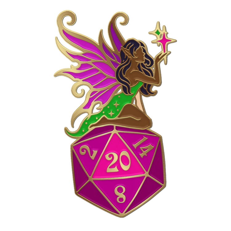 NORSE FOUNDRY FAIRY D20 PIN PINK