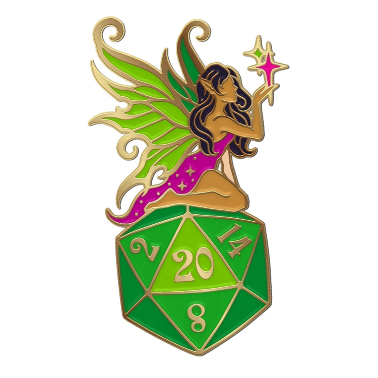NORSE FOUNDRY FAIRY D20 PIN GREEN