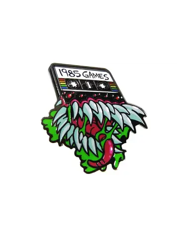 1985 GAMES GAMES TAPE MIMIC ENAMEL PIN