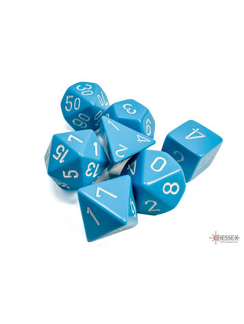 CHESSEX CHX 25416 7 PC POLY DICE SET LIGHT BLUE W/ WHITE