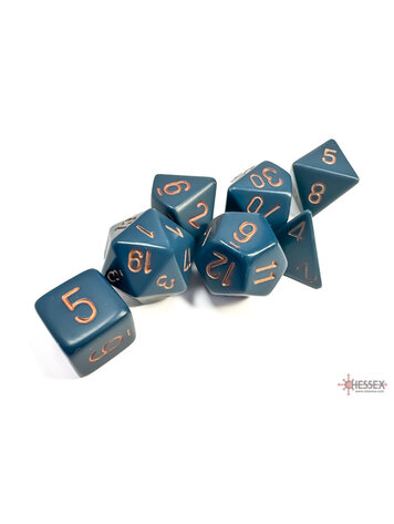 CHESSEX CHX 25426 7 PC POLY DICE SET DUSTY BLUE W/ COPPER
