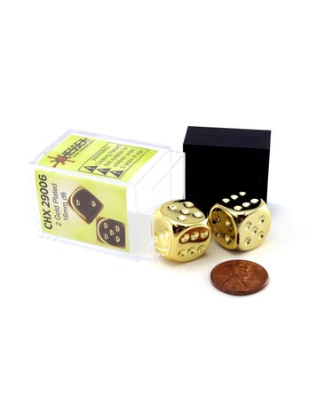 CHESSEX CHX 29006 16MM 2 PC D6 SET GOLD PLATED