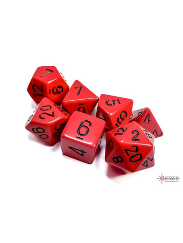 CHESSEX CHX 25414 7 PC POLY DICE SET OPAQUE RED/BLACK