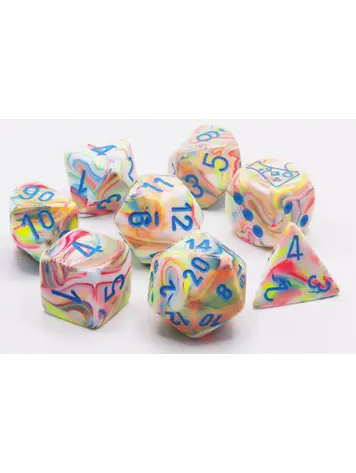 CHESSEX CHX 30007 LAB DICE 7 PC POLY DICE SET FESTIVE FLARE/WHITE