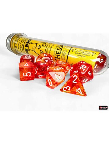 CHESSEX CHX 30073 LAB DICE 7 PC POLY DICE SET NEBULA MOLTEN/WHITE