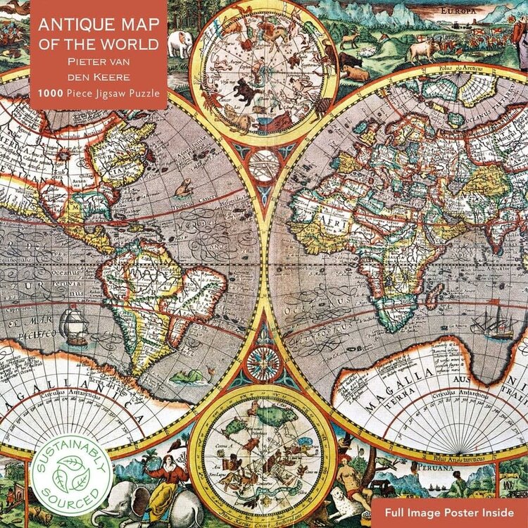PIETER VAN DEN KEERE: ANTIQUE MAP OF THE WORLD 1000 PC JIGSAW PUZZLE