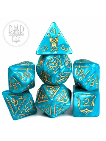 DND DICE GIANT FIGHTER TEAL OVERSIZE RPG DICE SET