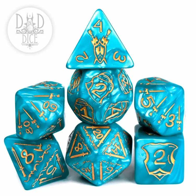 DND DICE GIANT FIGHTER TEAL OVERSIZE RPG DICE SET