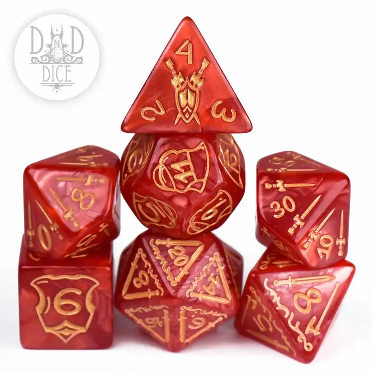 DND DICE GIANT FIGHTER RED OVERSIZE RPG DICE SET