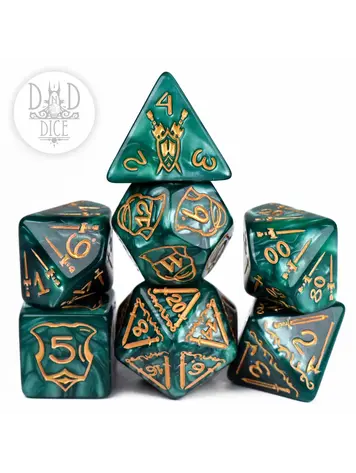 DND DICE GIANT FIGHTER GREEN OVERSIZE RPG DICE SET