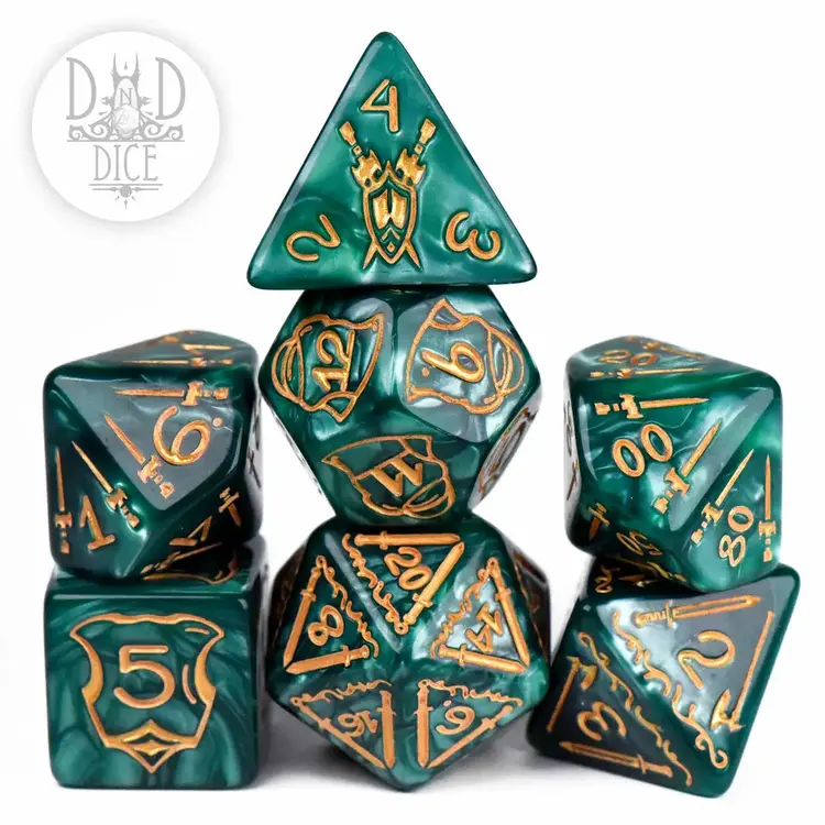 DND DICE GIANT FIGHTER GREEN OVERSIZE RPG DICE SET