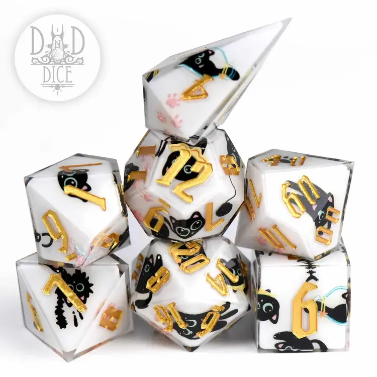 DND DICE ANIME CAT HANDMADE RPG DICE SET
