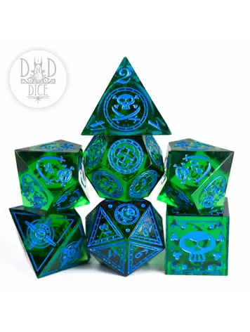 DND DICE BLUE BEARDS BLUES - HANDMADE RPG DICE SET