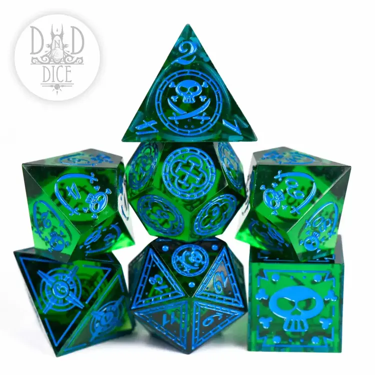 DND DICE BLUE BEARDS BLUES - HANDMADE RPG DICE SET