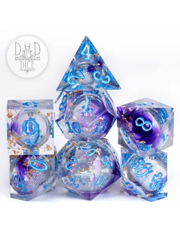 DND DICE PERIWINKLE POWDER LIQUID CORE DICE SET