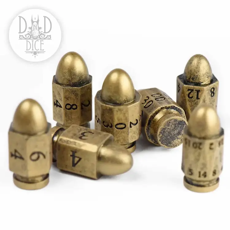 DND DICE TOP BRASS BULLETS RPG DICE SET