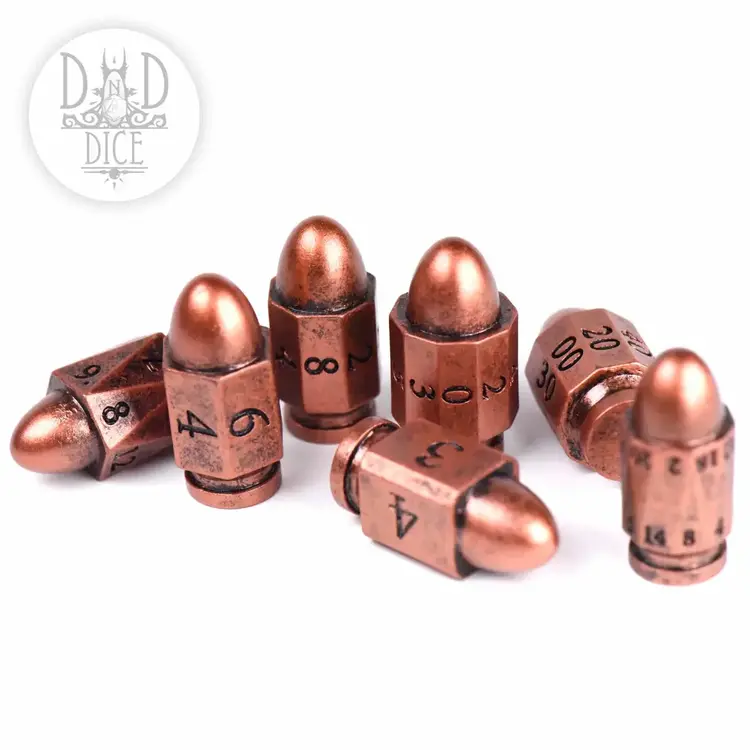 DND DICE POCKET FULL OF SHELLS BULLETS RPG DICE SET