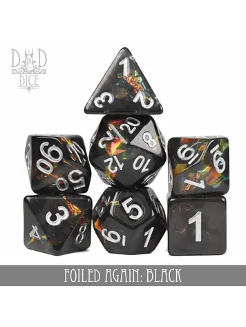 DND DICE FOILED AGAIN BLACK RPG DICE SET