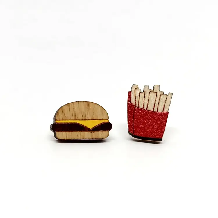 UNPOSSIBLE CUTS BURGER AND FRIES MISMATCH EARRINGS