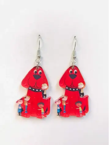 ACRYLIC RED DOG EARRINGS
