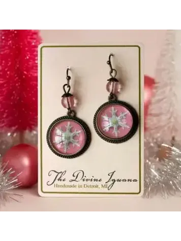 PINK SNOWFLAKE EARRINGS