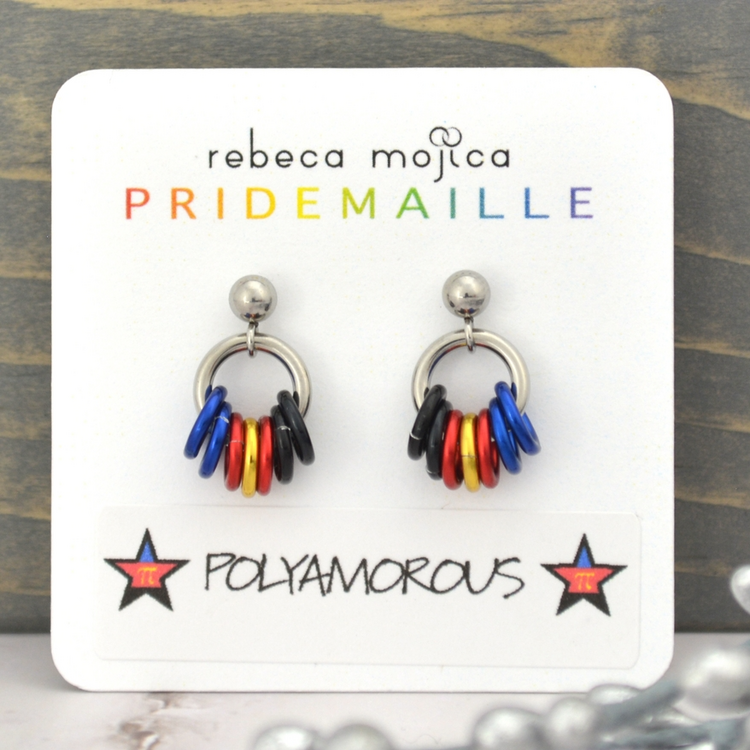 POLYAMOROUS PRIDE - TINY HOOP FLAG EARRING