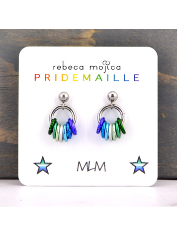 MLM GAY MEN'S PRIDE  FLAG - TINY CHAINMAILLE EARRINGS