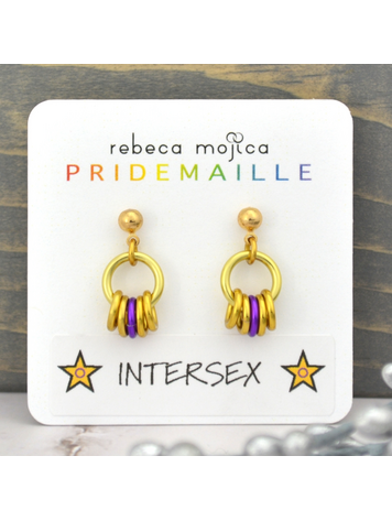 INTERSEX PRIDE - TINY HOOP FLAG EARRING