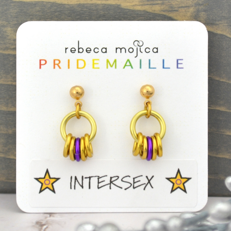 INTERSEX PRIDE - TINY HOOP FLAG EARRING