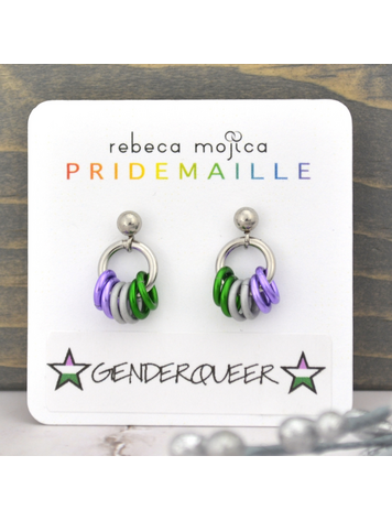 GENDERQUEER PRIDE - TINY HOOP FLAG EARRING
