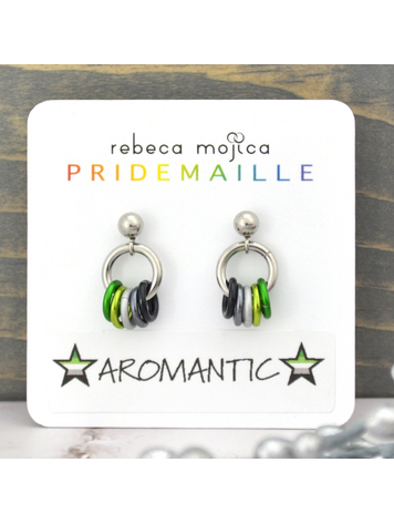AROMANTIC PRIDE FLAG - TINY CHAINMAILLE EARRING
