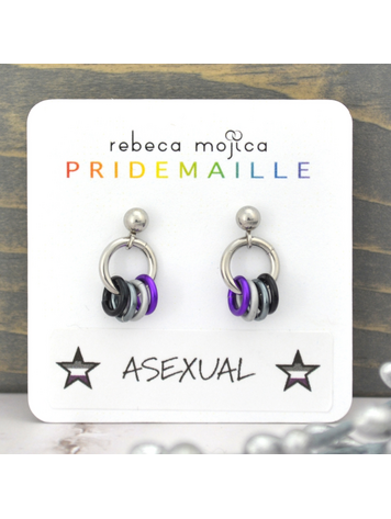 ASEXUAL PRIDE FLAG - TINY CHAINMAILLE EARRING