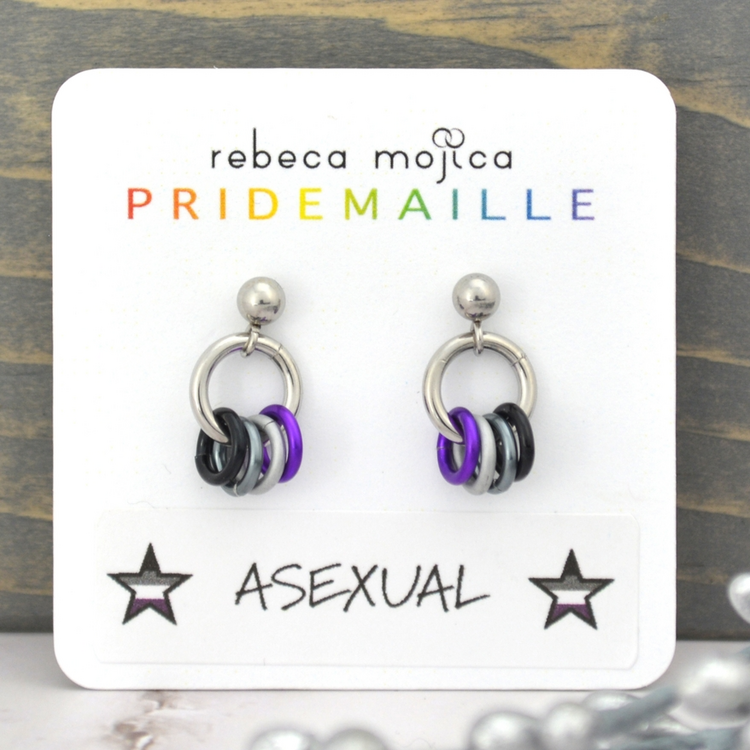 ASEXUAL PRIDE FLAG - TINY CHAINMAILLE EARRING