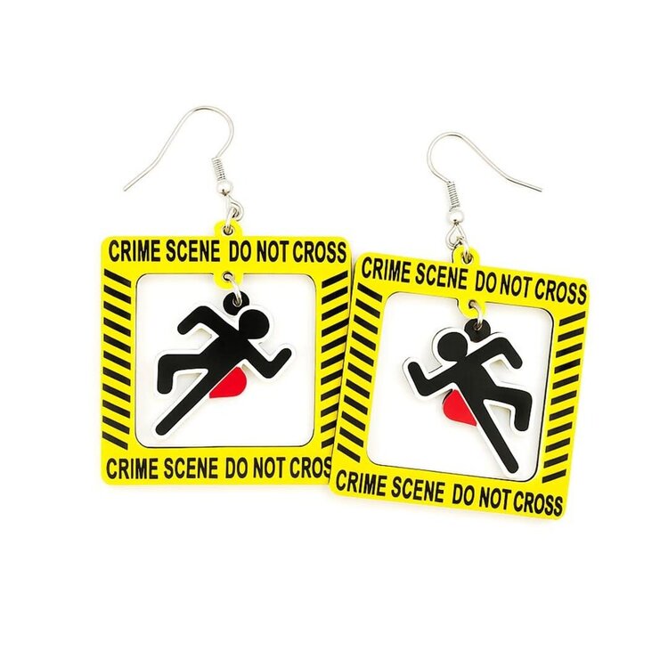 ACRYLIC CRIME SCENE DO NOT CROSS EARRINGS