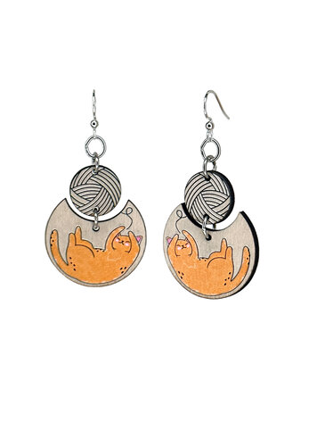CAT AND YARN EARRINGS