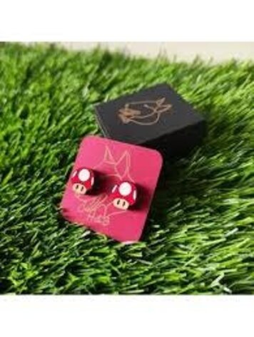 SUPER MARIO SUPER MUSHROOM WOODEN EARRINGS