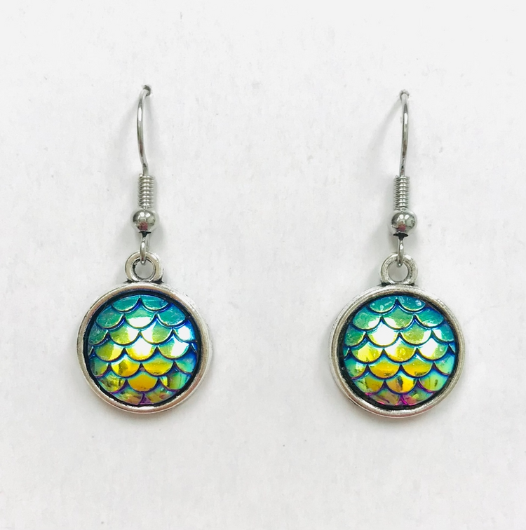 SILVER FISH SCALE EARRINGS