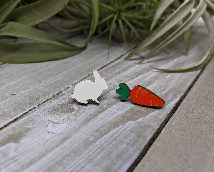 UNPOSSIBLE CUTS BUNNY AND CARROT EARRINGS EASTER GIFT