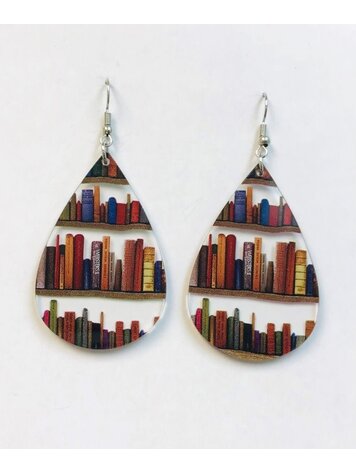 ACRYLIC LIBRARIAN TEACHER BOOKSHELF EARRINGS