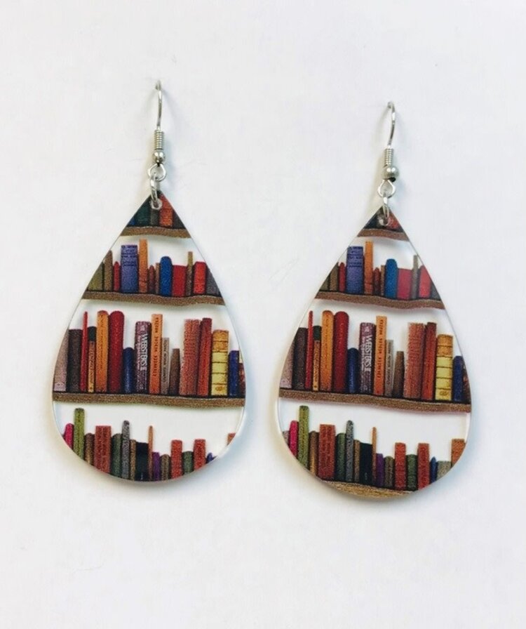 ACRYLIC LIBRARIAN TEACHER BOOKSHELF EARRINGS