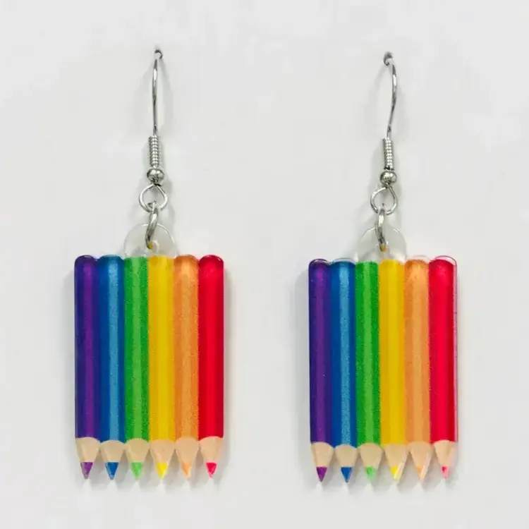 ACRYLIC CRAYON TEACHER EARRINGS
