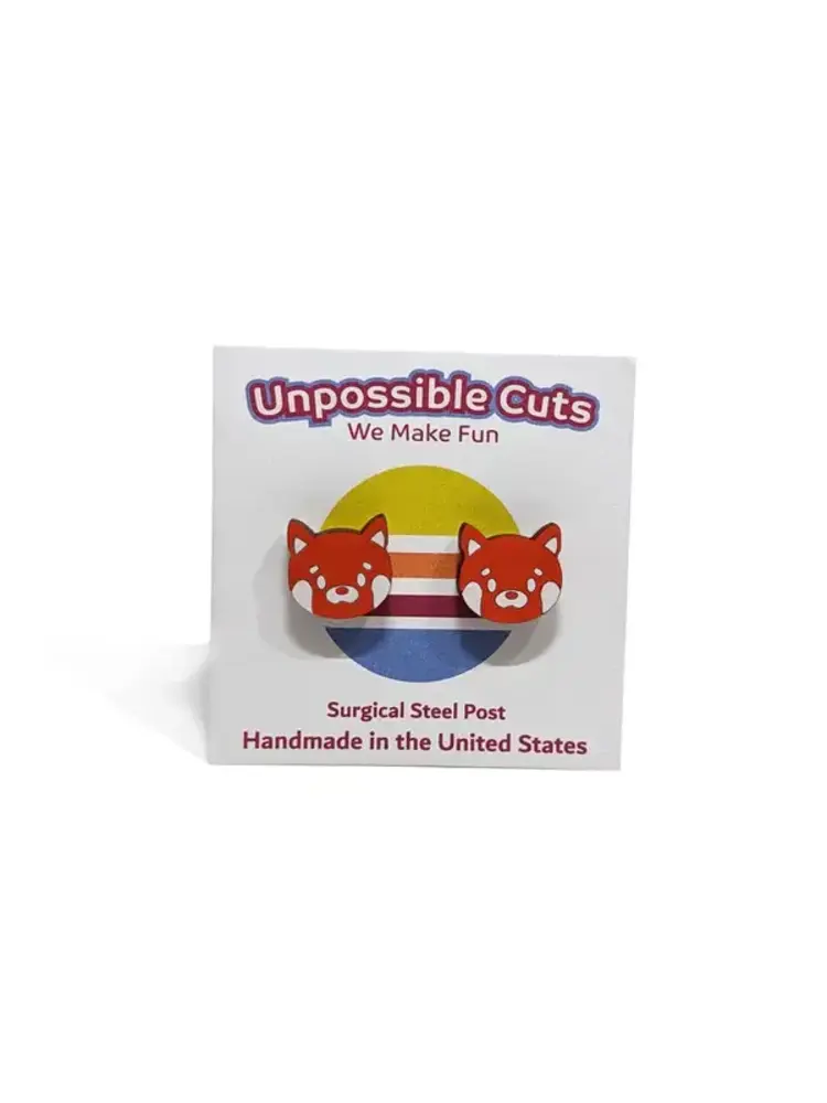 UNPOSSIBLE CUTS RED PANDA STUD ANIMAL EARRINGS