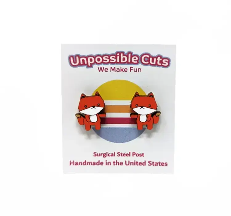 UNPOSSIBLE CUTS CUTE FOX ANIMAL HANDMADE EARRINGS