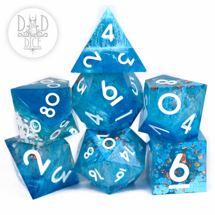 DND DICE COPPER LOCHS HANDMADE RPG DICE SET