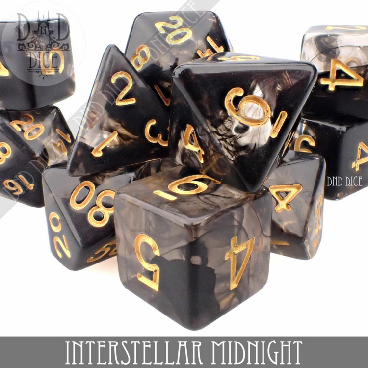 DND DICE INTERSTELLAR MIDNIGHT RPG DICE SET