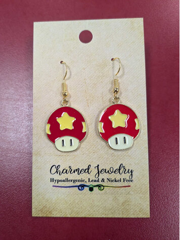 VIDEO GAME EARRINGS - MUSHROOM